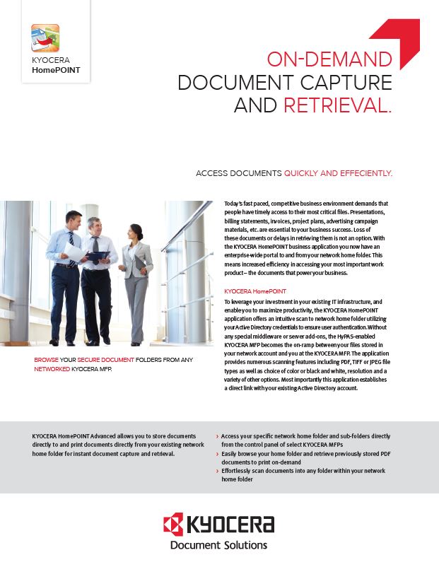 Kyocera, Software, Capture And Distribution, Homepoint Advanced, Reliable Copy Products