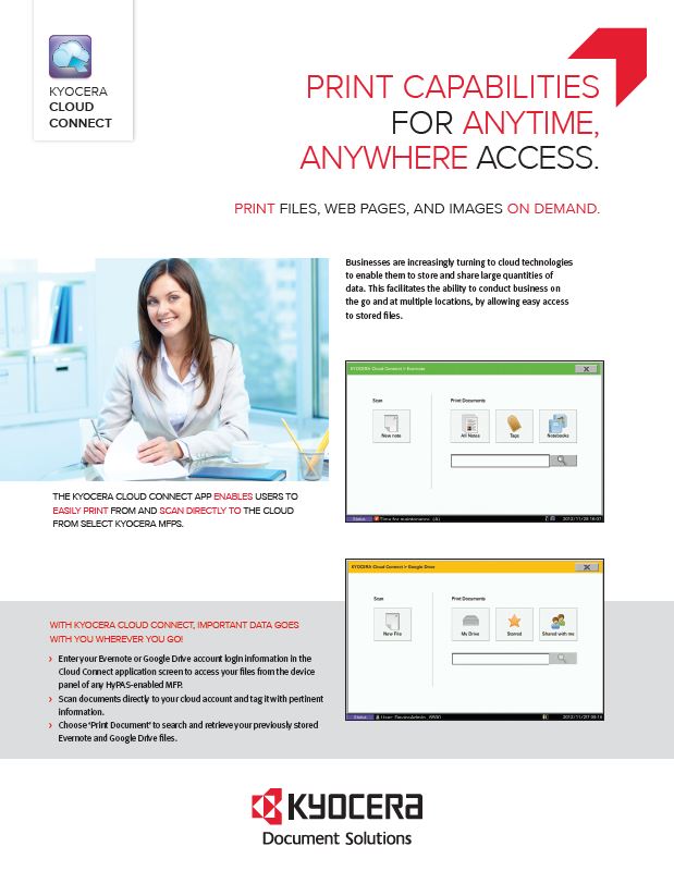 Kyocera, Software, Mobile, Cloud, Kyocera Cloud Connect, Reliable Copy Products